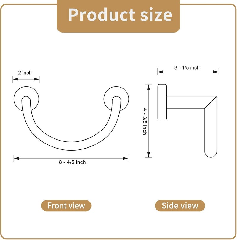 HouseAid Stainless Steel Towel Ring for Bathroom, Hand Towel Holder, Modern Semi-Circular Hand Towel Rack, Wall Mounted, Brushed Gold - Image 5